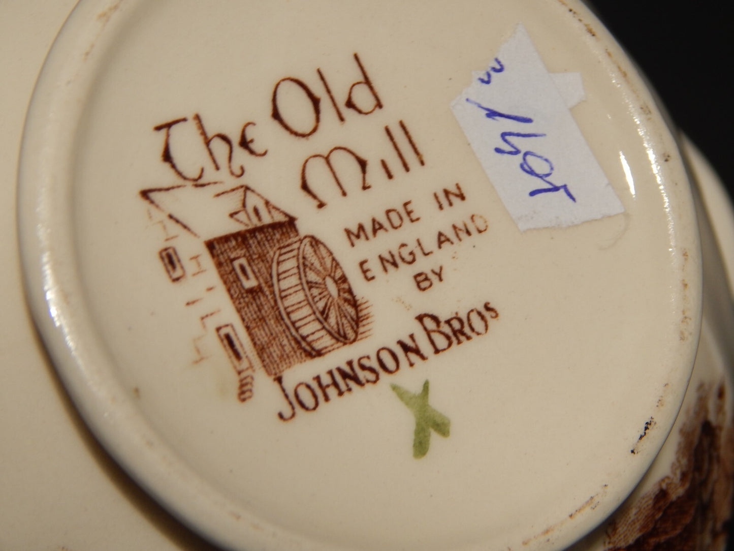 VINTAGE ZUCCHERIERA SEMI PORCELLANA JOHNSON BROS THE OLD MILL STAMPATA A MANO