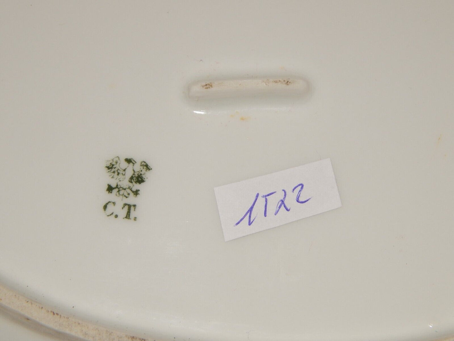 ANTICA PREZIOSA PORCELLANA VASSOIO IMPERO C. TIELSCH ALTWASSER FINE 800 DIFETTO