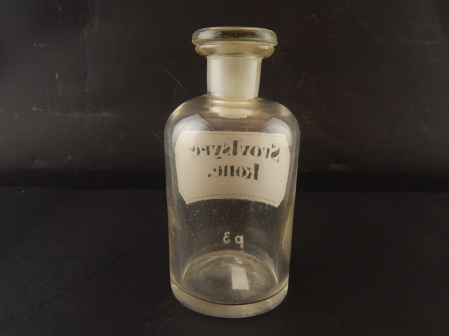 ANTICA BOTTIGLIA VASO VETRO SOFFIATO FARMACIA ETICHETTA SVOVLSYRE KONC