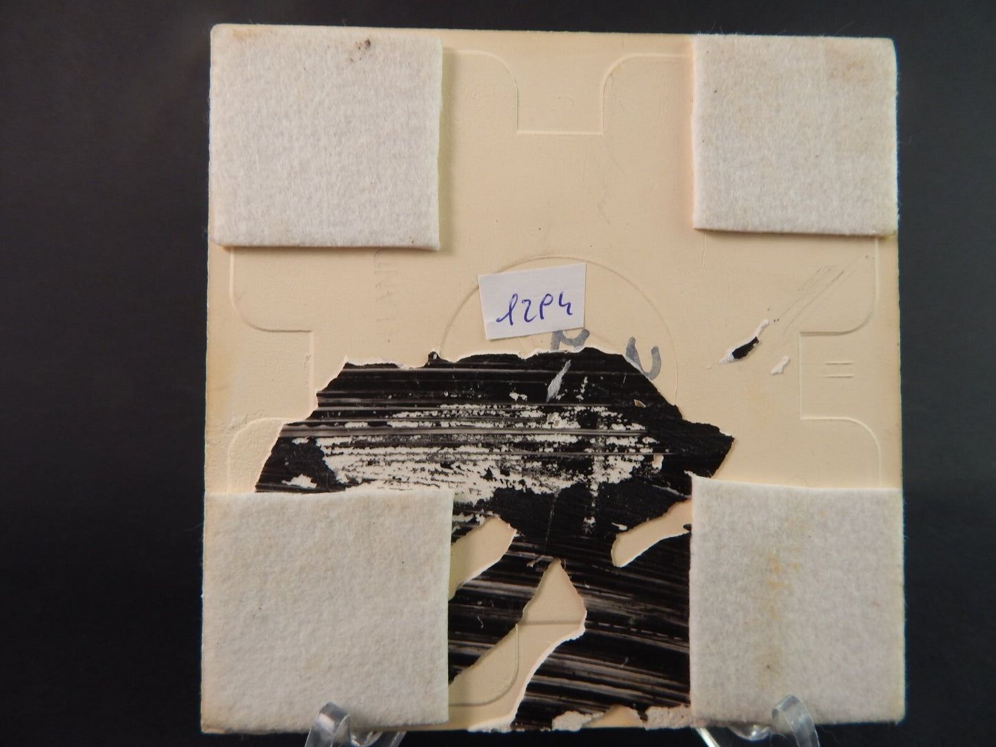 VINTAGE AUTENTICA PIASTRELLA MATTONELLA PORCELLANA DI DELFT BIANCO BLU VELIERO