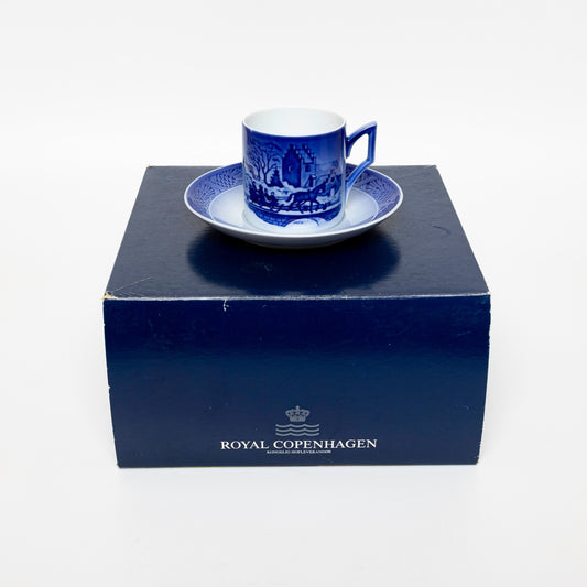 ROYAL COPENHAGEN PORCELLANA TAZZA DI NATALE 1999 CON SCATOLA ORIGINALE CM 7