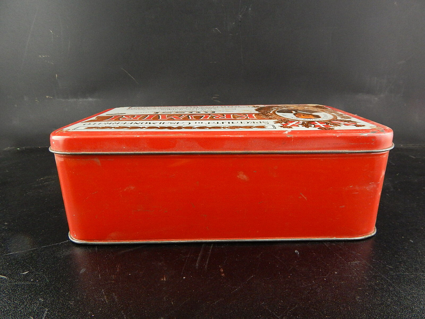 PUBBLICITARIO VINTAGE SCATOLA LATTA BISCOTTI KRUMIRI PORTINARO CASALE-MONFERRATO