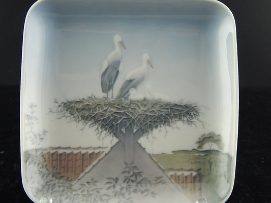 ROYAL COPENHAGEN BING&GRONDAHL PIATTO QUADRATO PORCELLANA IL NIDO DELLE CICOGNE