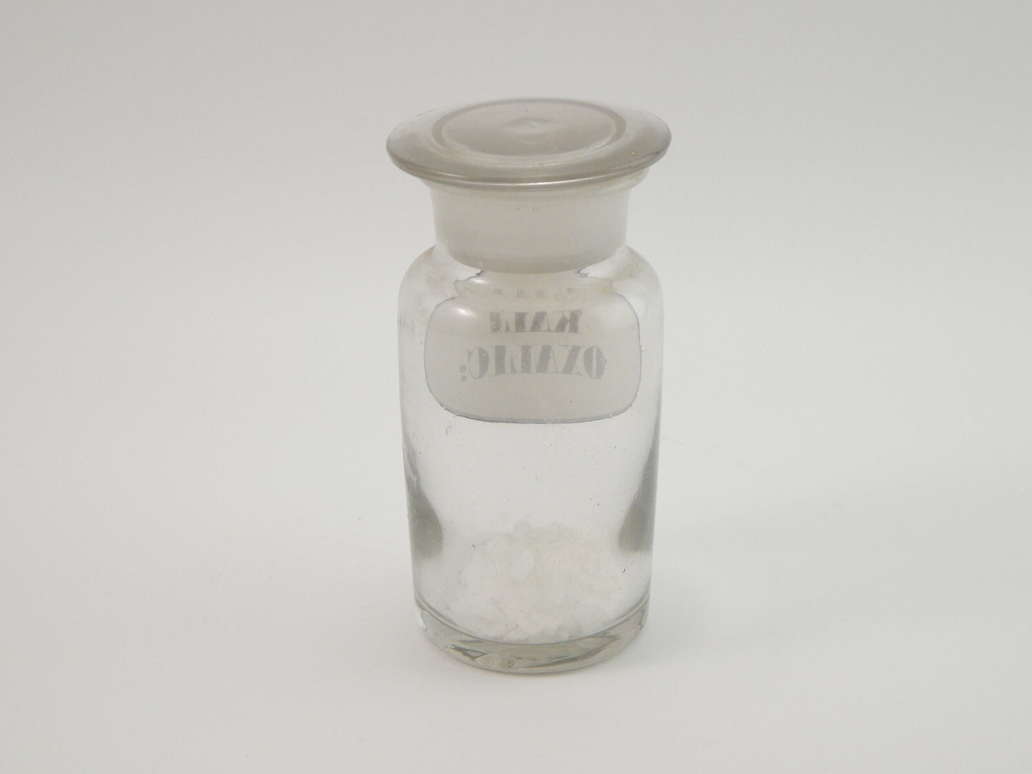 ANTICO VASO BARATTOLO VETRO SOFFIATO FARMACIA ETICHETTA KALI OXALIC