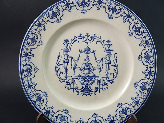 ANTICO PIATTO CERAMICA JULES VIEILLARD BORDEAUX MOUSTIERS DECORO MITOLOGICO 2087