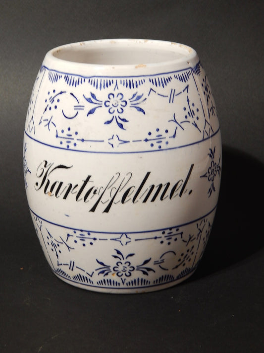 ANTICO RARO BARATTOLO KARTOFFELMEL FECOLA PORCELLANA THEODOR PAETSCH FRANCOFORTE