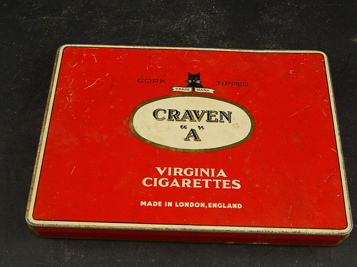 PUBBLICITARIO VINTAGE SCATOLA SIGARETTE MADE ENGLAND VICTORIA CIGARETTES CRAVEN