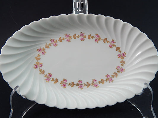 VINTAGE ELEGANTE VASSOIO RAVIERA PORCELLANA BIANCA FIORELLINI LIMOGES HAVILAND