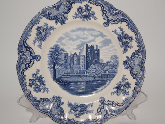 VINTAGE JOHNSON BROS OLD BRITAIN CASTLE BLU PIATTO PIANO PORCELLANA DIFETTO 1923