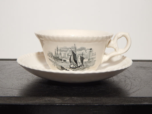 ANTICA TAZZINA CAFFE' INGLESE SEMI PORCELLANA COPELAND SPODE PAESAGGIO MARINO