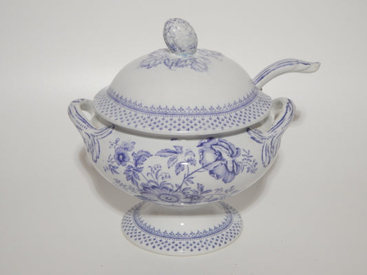 ANTICA RARA ZUPPIERA EGOISTE CERAMICA INGLESE PRIMAVESI 1860 ERMINE BORDER VIOLA