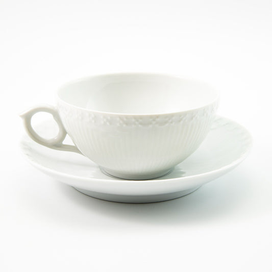 ROYAL COPENHAGEN WHITE FLUTED HALF LACE TAZZA DA TE' IN PORCELLANA CM 10 COD 525