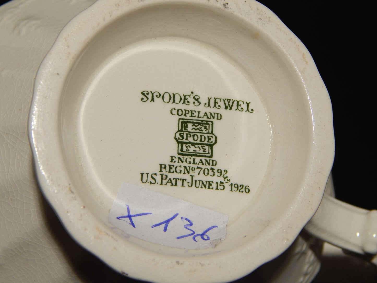 ANTICA LATTIERA SALSIERA INGLESE SEMI PORCELLANA COPELAND SPODE'S JEWEL 1926