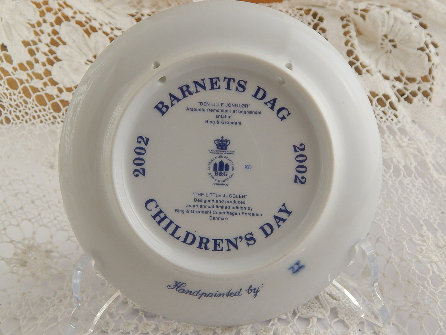 ROYAL COPENHAGEN BING&GRONDAHL CHILDREN'S DAY 2002 PIATTO BAMBINO PORCELLANA