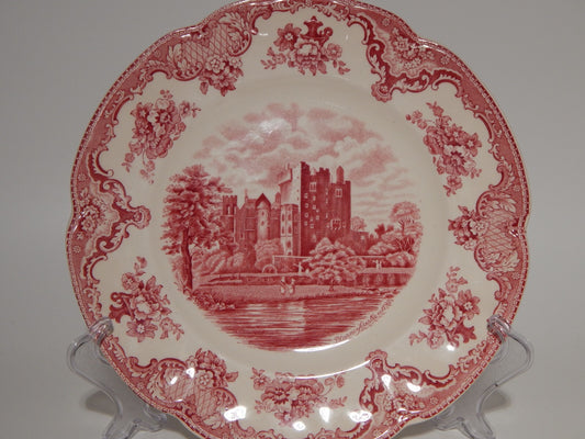 VINTAGE JOHNSON BROS OLD BRITAIN CASTLE PIATTO PIANO PORCELLANA ROSSO cm 25,5