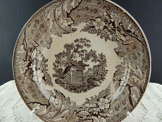 ANTICO PIATTO CERAMICA POTTERY INGLESE MINTON 1850 DECORO DEVON PATTERN MUSEALE