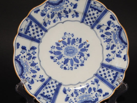 ANTICO PREZIOSO RARO PIATTO CERAMICA DELFT FINE 800 DECORO DIPINTO FLOREALE