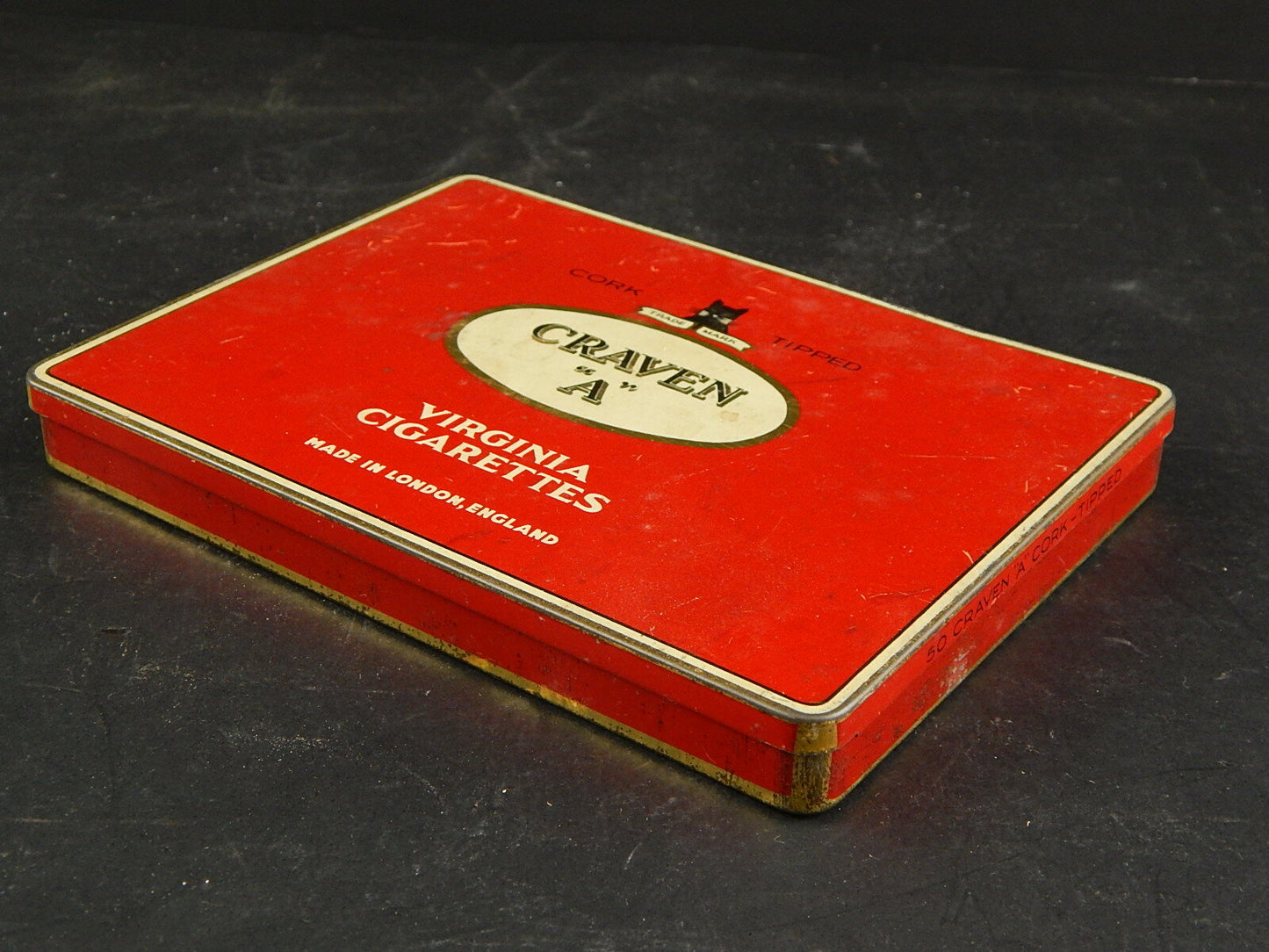 PUBBLICITARIO VINTAGE SCATOLA SIGARETTE MADE ENGLAND VICTORIA CIGARETTES CRAVEN