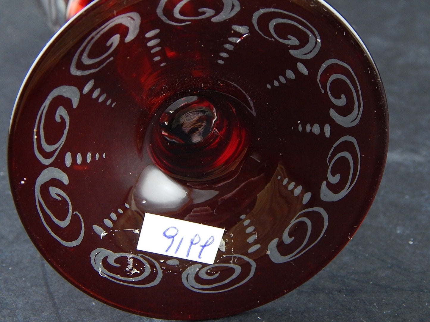 ANTICA PREZIOSA URNA VASO CRISTALLO DI BOEMIA RUBINO INCISO BIEDERMEIER