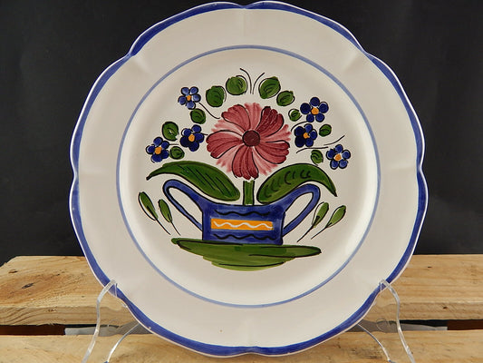 VINTAGE PIATTO DA COLLEZIONE CERAMICA FRANCESE FATTO AL TORNIO E DIPINTO A MANO