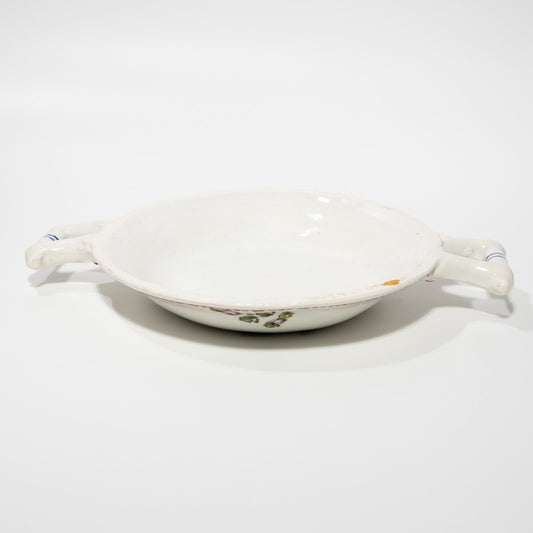 ANTICO RARISSIMO TEGAMINO CERAMICA MAIOLICA SMALTATA DECORO FLOREALE DIPINTO #