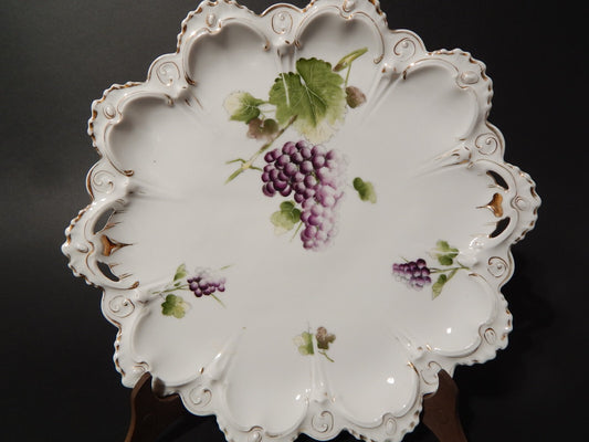 ANTICA ROCAILLE PREZIOSO PIATTO VASSOIO PORCELLANA M Z AUSTRIA FINE 800