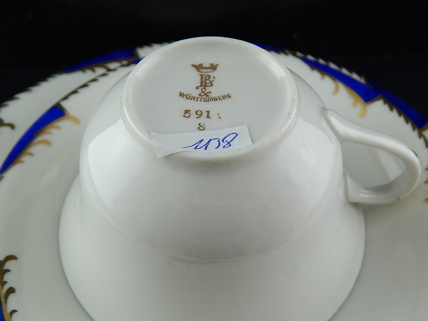 ANTICO ART DECO SET TRIO TAZZA TÈ PORCELLANA WÜRTTEMBERG BAUER&PFEIFFER