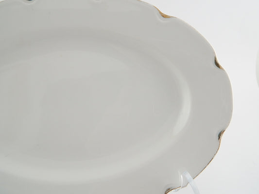 ANTICA RAVIERA PIATTO OVALE PORCELLANA BIANCA CON ORO VERBANO LAVENO DEL1935