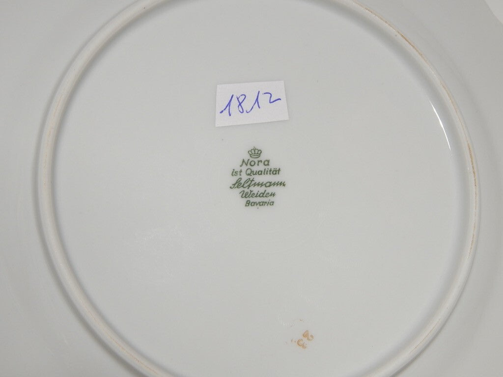 VINTAGE SERVIZIO 6 PIATTI DESSERT PORCELLANA SELTMANN WEIDEN BAVARIA FIORI PESCO