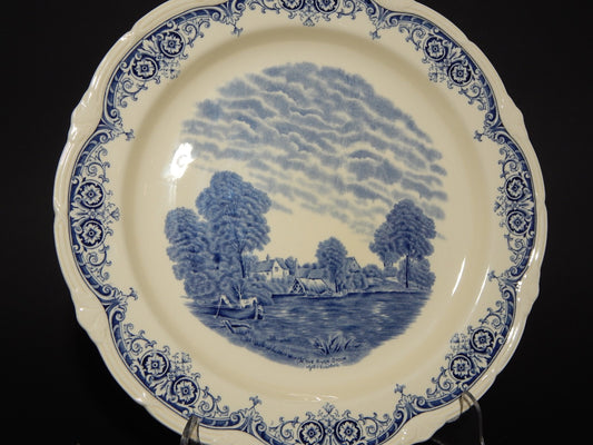 VINTAGE PIATTO PORTATA VASSOIO SEMI PORCELLANA BIANCO BLU STAFFORSHIRE GRINDLEY