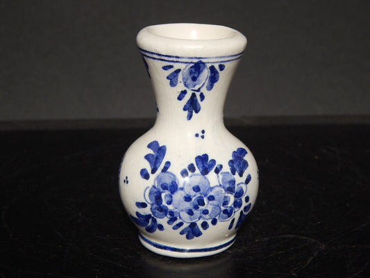 VINTAGE PICCOLO VASO DELFT DE PAUW PORCELLANA DECORO MANO FLOREALE BLU COBALTO