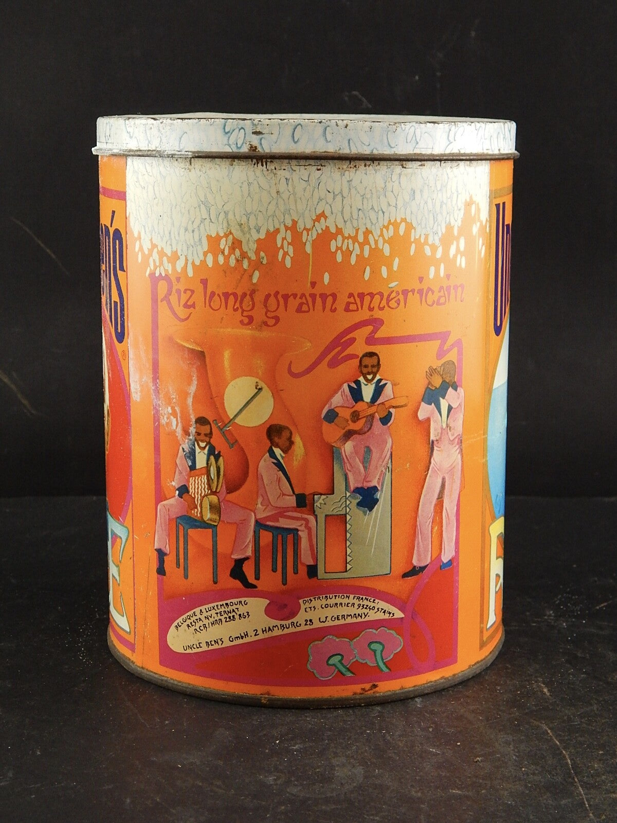 COLLEZIONE ANTICA SCATOLA LATTA STAMPATA PUBBLICITARIA UNCLE BEN'S RICE HAMBURG