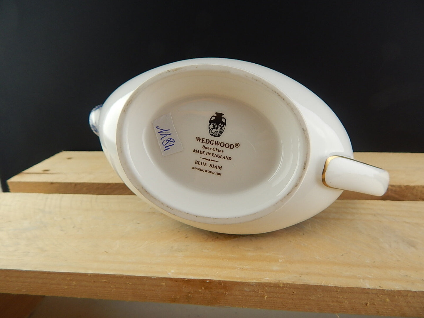 VINTAGE 1986 SALSIERA PORCELLANA WEDGWOOD SAUCE PAN BLUE SIAM
