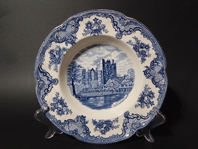 VINTAGE JOHNSON BROS OLD BRITAIN CASTLE BLU PIATTO FONDO SEMI-PORCELLANA