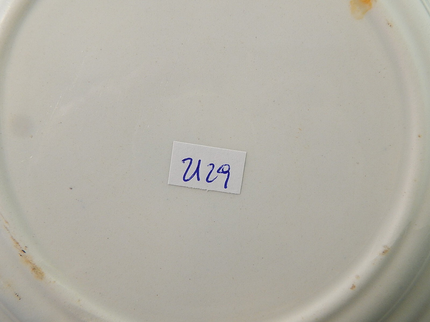 ANTIQUARIATO PIATTO CERAMICA MONDOVÌ META' 1800 BIANCO BLU PIZZO DECORO TAMPONE