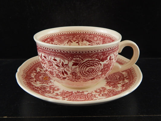 VINTAGE TAZZA TE' PORCELLANA VILLEROY&BOCH DECORO BURGENLAND ROSSO