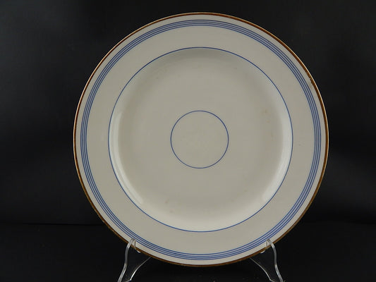 ANTICO PIATTO VASSOIO ROTONDO PORCELLANA PARIGI BIANCA BLU ORO NAPOLEONE III #
