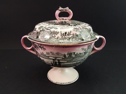 DAVENPORT 1830 DURHAM ANTICA CERAMICA ZUCCHERIERA PORTA DOLCI DANNEGGIATA
