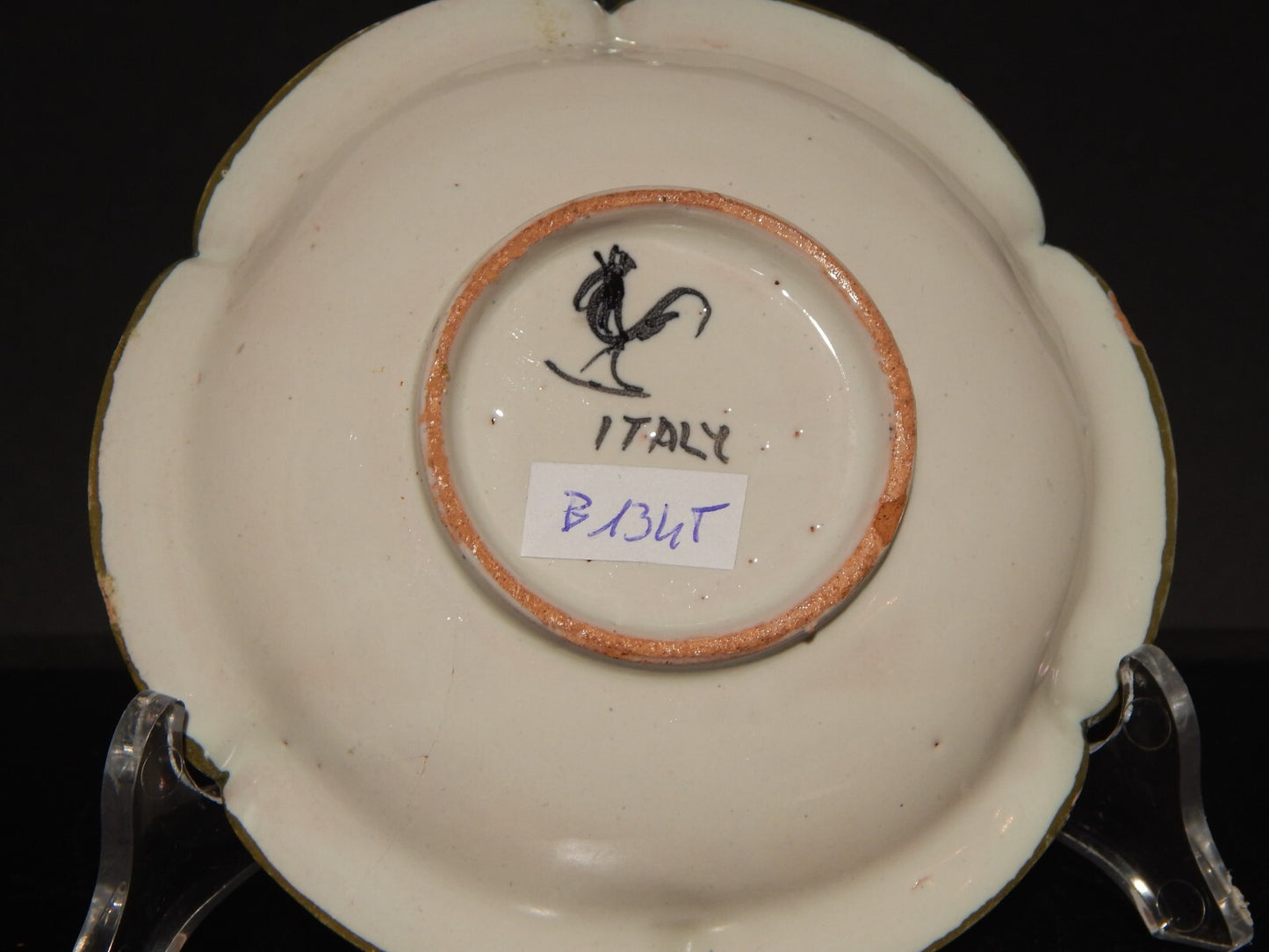 ANTICA RARA TAZZA E PIATTINO IN MAIOLICA CERAMICA CANTAGALLI FIRENZE ITALY #1345