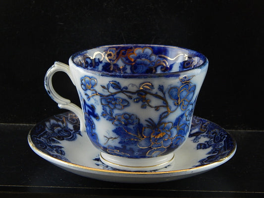ANTICA RARA TAZZA SCODELLA CERAMICA RICHARD MILANO DECORO JAPON BIANCO BLU E ORO