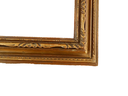 ANTICA IMPORTANTE CORNICE LEGNO INTAGLIATA DORATURA BRUNITA FINE 1800