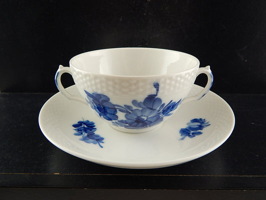 ROYAL COPENHAGEN PORCELLANA BLUE FLOWER TAZZA BRODO BOUILLON CUP DIPINTA MANO #3
