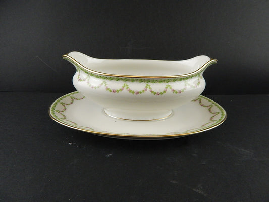 ANTICA SALSIERA LIBERTY PORCELLANA GDA LIMOGES PRIMO 900 GHIRLANDE DI ROSE