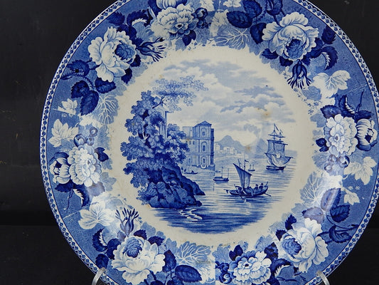 ANTICO RARISSIMO GRANDE PIATTO PORCELLANA WEDGWOOD META' 800 VITTORIANO CM 28,5