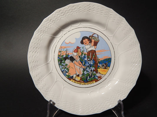 ANTICO PIATTO DECORATIVO CERAMICA SARREGUEMINES LANGUEDOC PRIMA META' 900