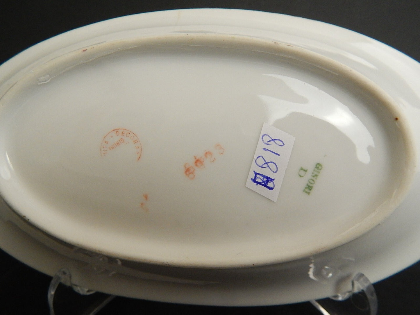 ANTICA RAVIERA VASSOIO PORCELLANA GINORI LIBERTY GHIRLANDE DI ROSE ORO DIFETTO