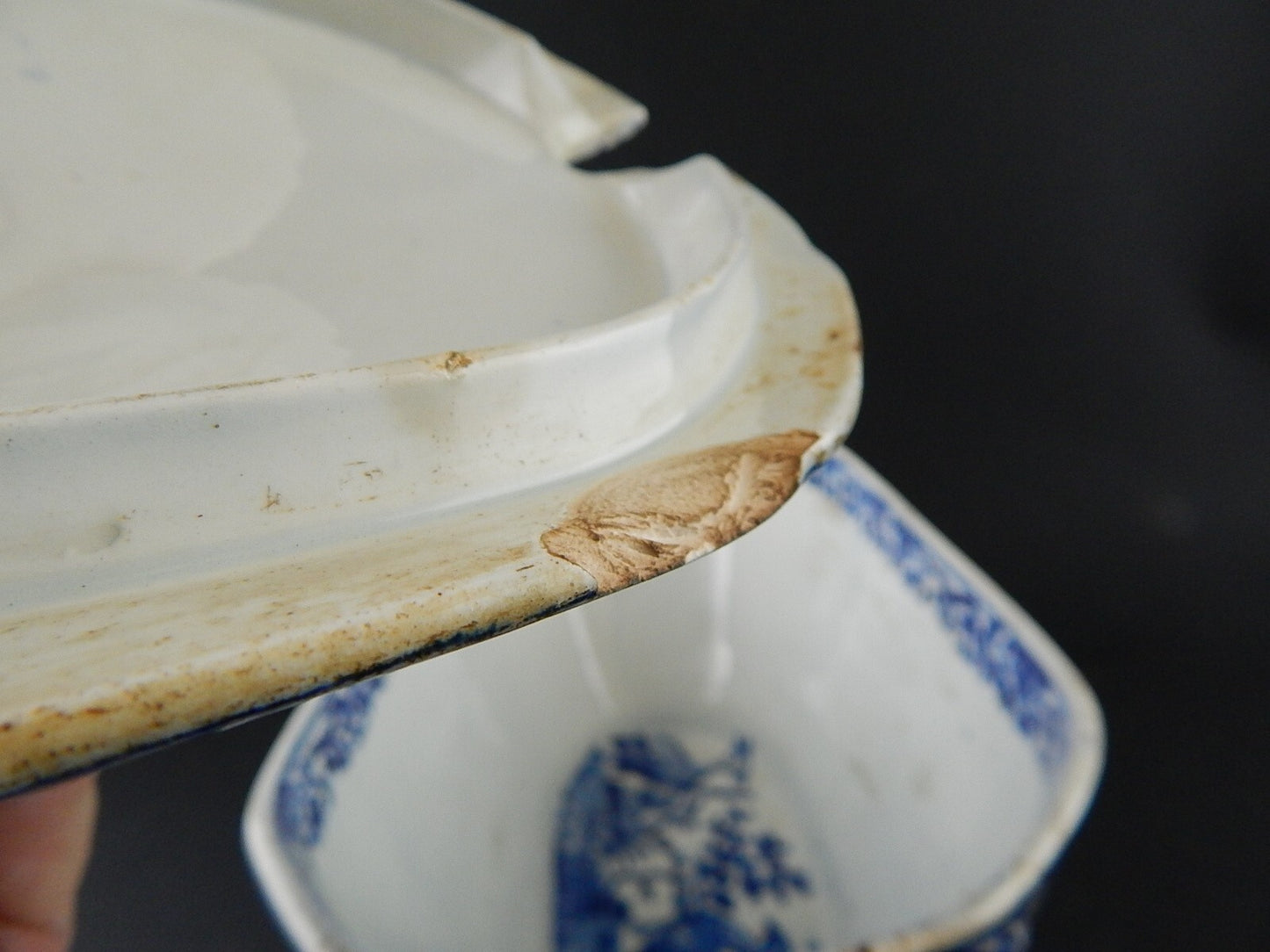 ANTICA INTROVABILE CENTROTAVOLA ZUPPIERA CERAMICA FINE 1700 GEORGIAN PERIOD