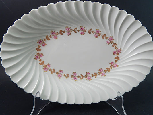 VINTAGE ELEGANTE VASSOIO OVALE PORCELLANA BIANCA FIORELLINI LIMOGES HAVILAND