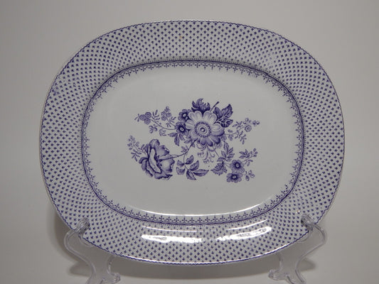 ANTICO RARO VASSOIO CERAMICA STAFFORDSHIRE PRIMAVESI 1860 ERMINE BORDER VIOLA #