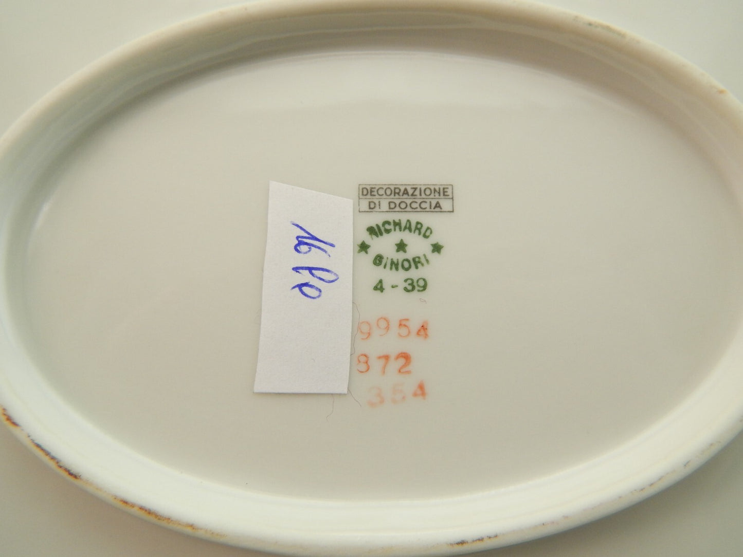 ANTICO PREZIOSO VASSOIO OVALE IMPERO PORCELLANA RICHARD GINORI DOCCIA DEL 1939 #